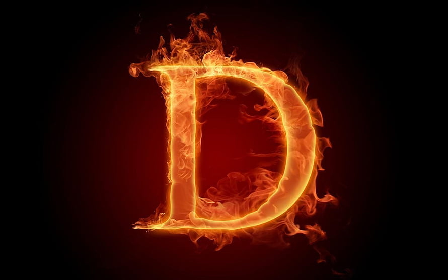 Fiery Letter D Alphabet Design With Burning Flames And Smoke On Dark Background HD wallpaper