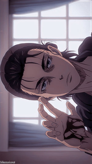 Eren Yeager Anime Portrait with Dark Veins and Intense Gaze HD phone wallpaper