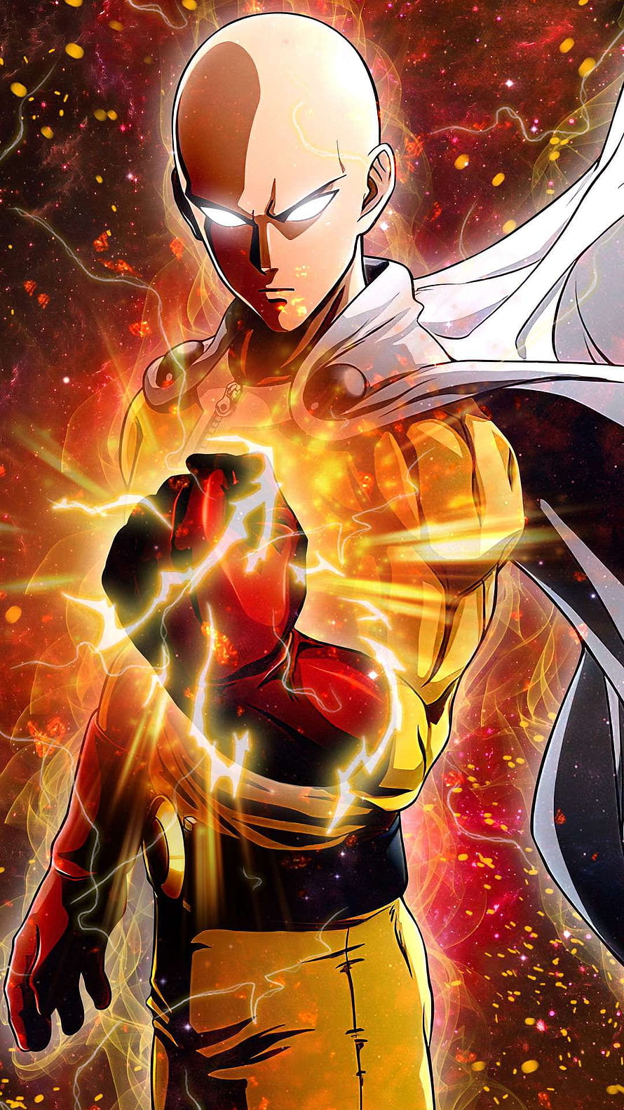 Saitama from One Punch Man in Limit Breaker Mode with Glowing Aura and Lightning, 7 Saitama for and Android by Kathleen Washington, smart saitama HD phone wallpaper