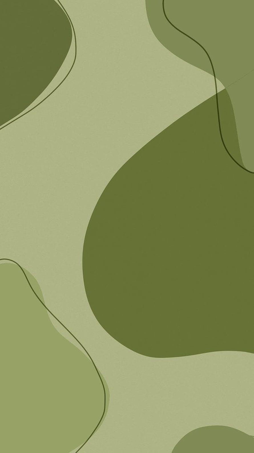 Minimalist Abstract Green Organic Shapes with Thin Line Art and Soft Earthy Tones HD phone wallpaper