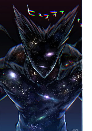 Cosmic Anime Character With Galaxy Skin And Glitch Effect HD phone wallpaper