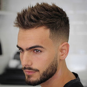 Modern Men's Spiky Quiff Haircut with High Fade and Beard HD phone wallpaper
