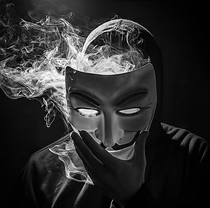 Anonymous Guy Fawkes Mask With Glowing Eyes And Smoke HD wallpaper