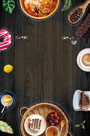 Dark Wood Cafe Flat Lay With Coffee, Cake, Donut, and Fresh Berries HD phone wallpaper