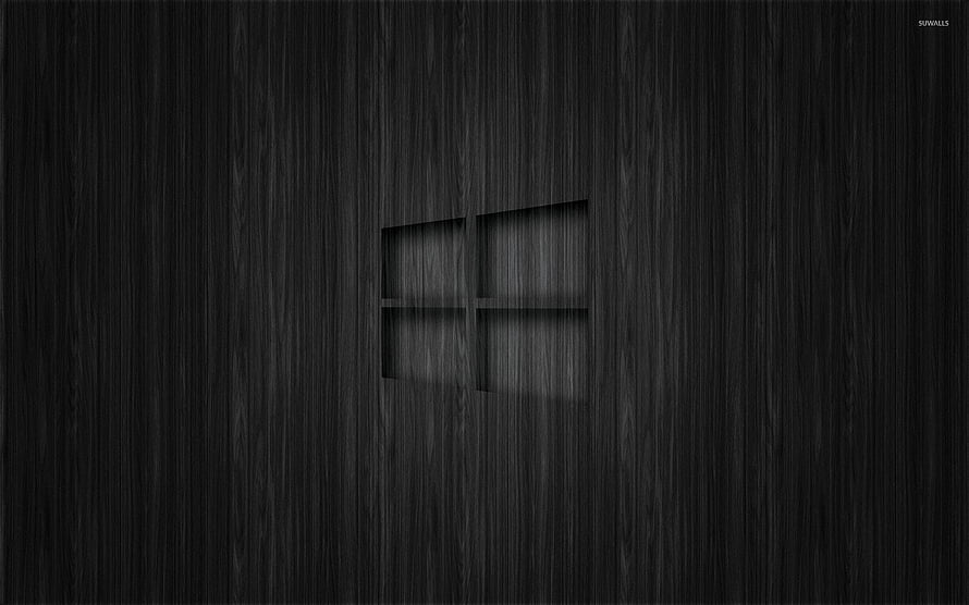 Windows 10 Logo Carved Into Dark Charcoal Wood Grain Texture HD wallpaper