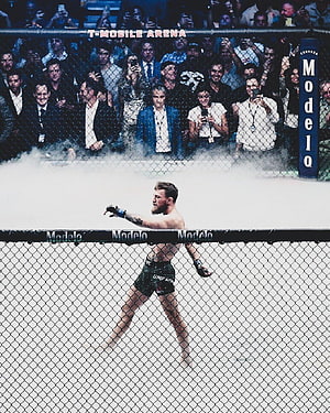 Conor McGregor Entering the UFC Octagon at T-Mobile Arena with Crowd and Smoke HD phone wallpaper