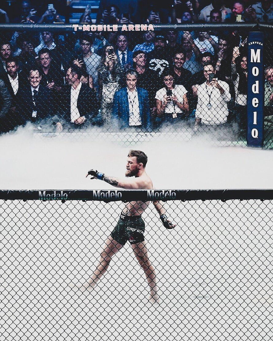 Conor McGregor Entering the UFC Octagon at T-Mobile Arena with Crowd and Smoke HD phone wallpaper