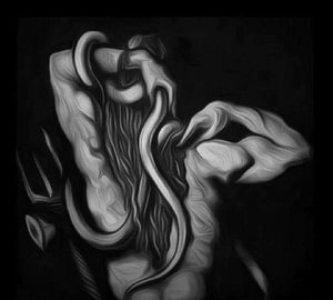 Aghori Dark Monochrome Figure with Flowing Hair and Serpentine Elements HD wallpaper