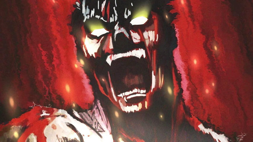 Guts in Berserk Anime Style with Glowing Eyes and Red Aura HD wallpaper