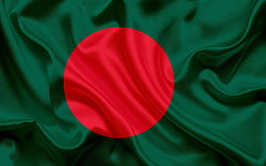 Bangladesh National Flag Waving in Wind with Red Sun on Green Background HD wallpaper