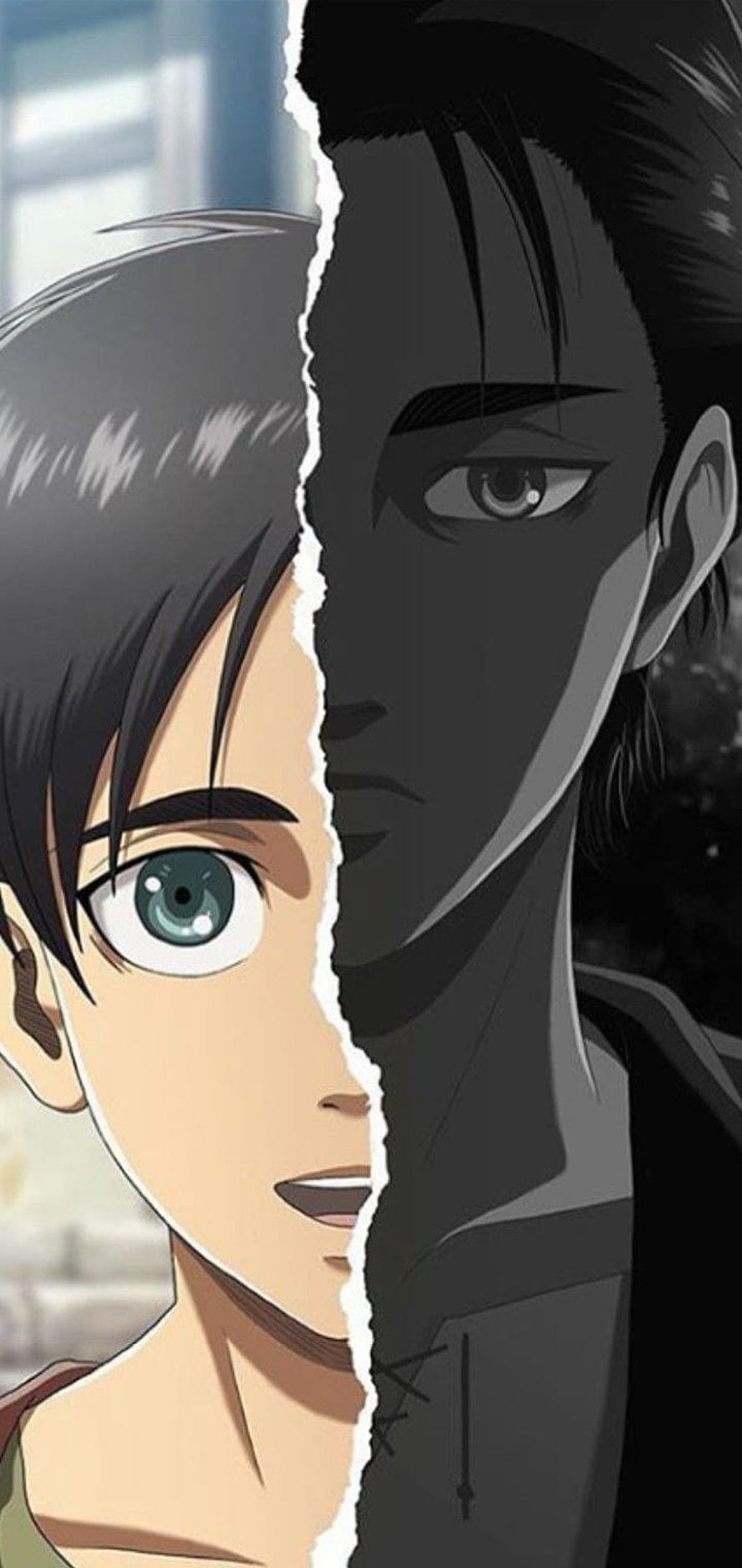 Eren Yeager and Levi Ackerman Split Face Anime Wallpaper, 790 Eren jaeger ♡ ideas, eren yeager adult HD phone wallpaper