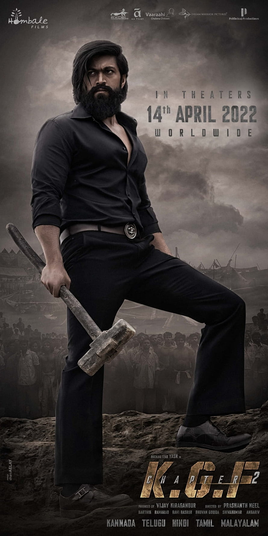 KGF Chapter 2 Yash Rocky Bhai Movie Poster Holding Hammer HD phone wallpaper