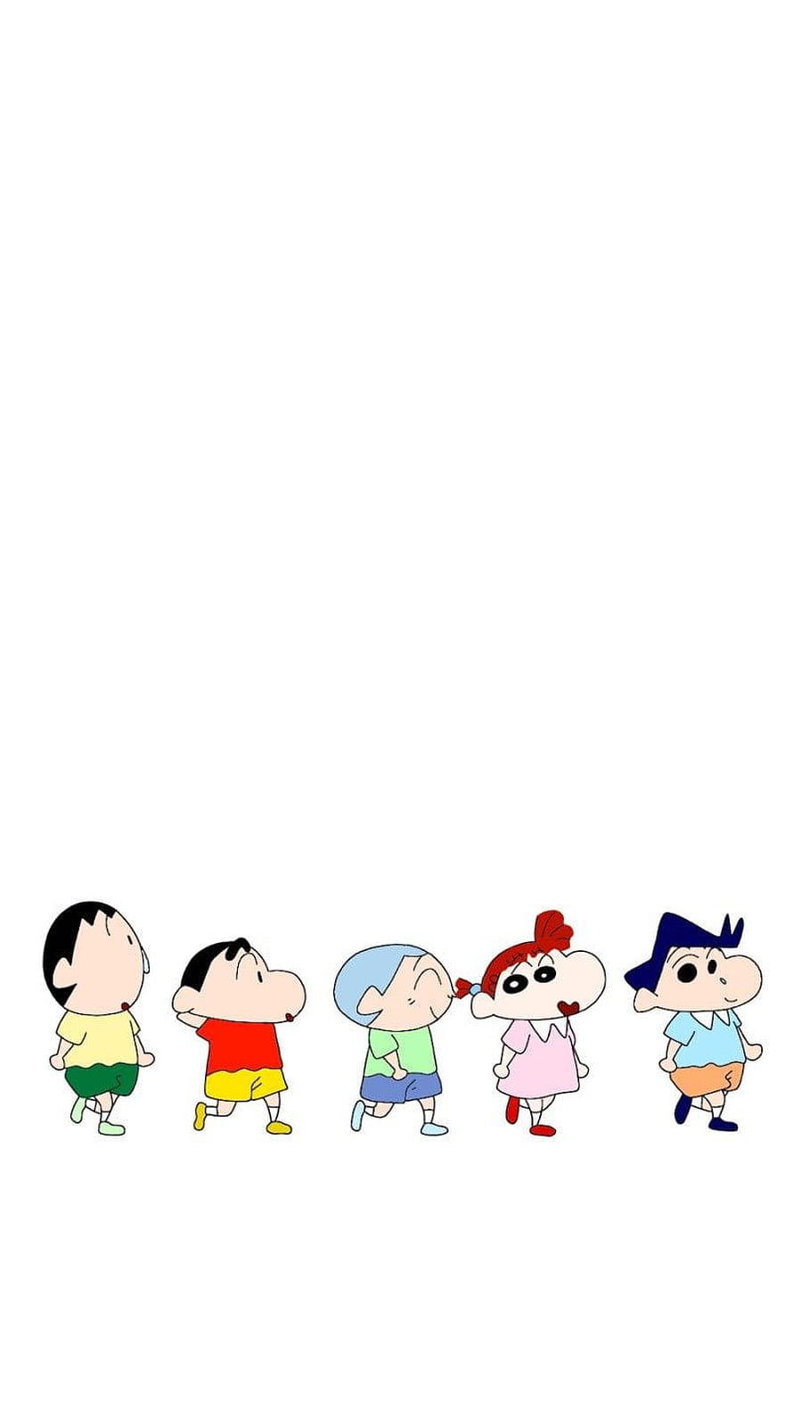 Crayon Shin-chan Kids Walking in a Line on White Background HD phone wallpaper