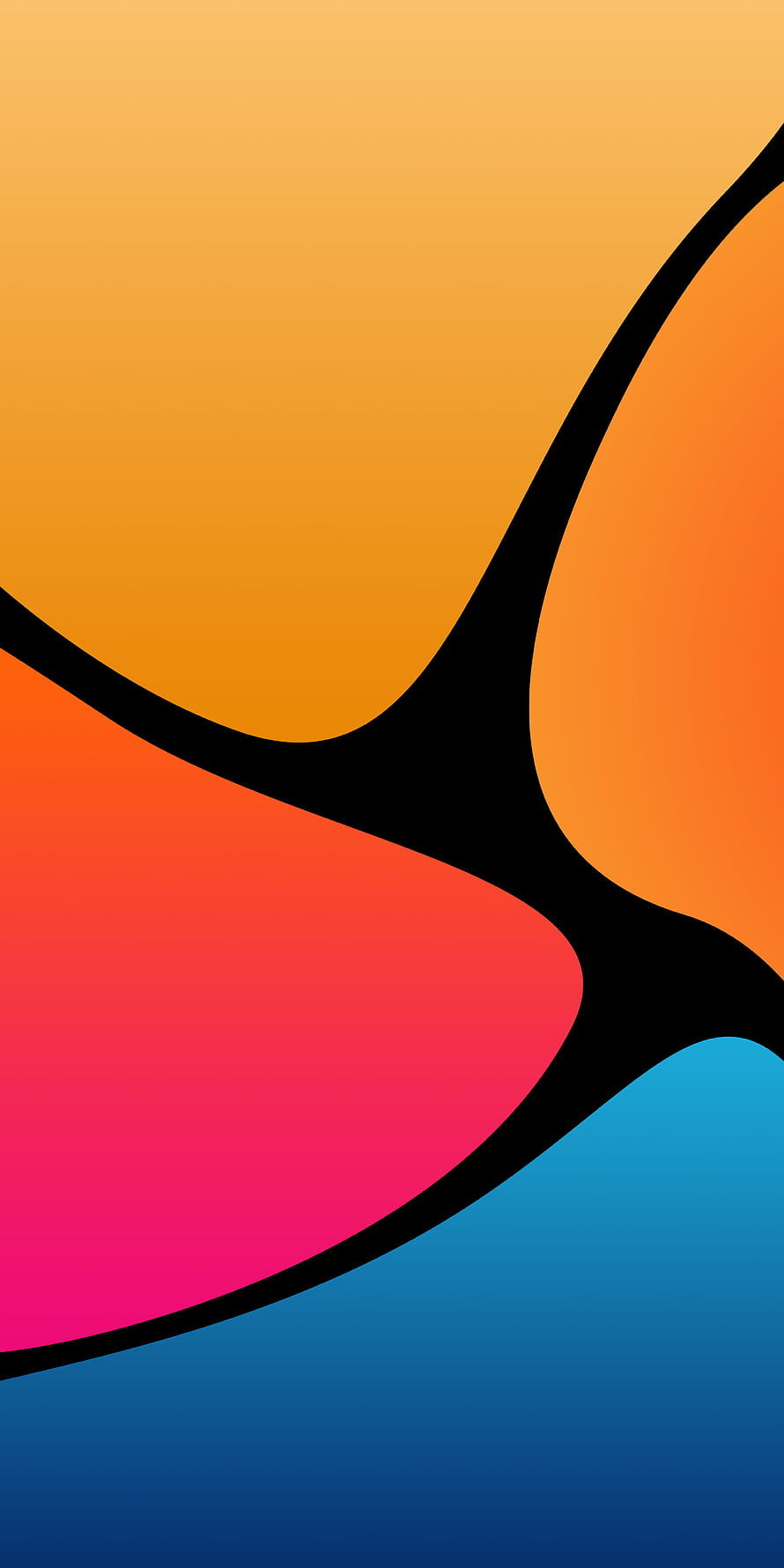 Vibrant Abstract Gradient Shapes with Bold Black Outlines on Dark Background HD phone wallpaper