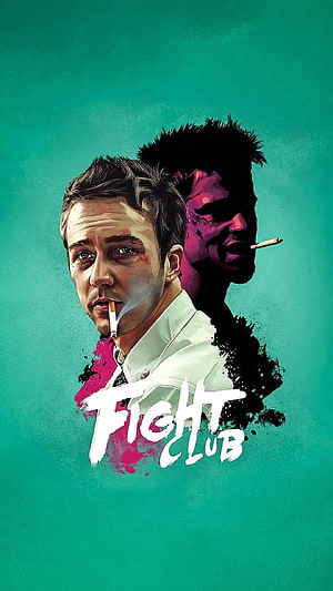 Fight Club Movie Poster Featuring Tyler Durden and The Narrator HD phone wallpaper