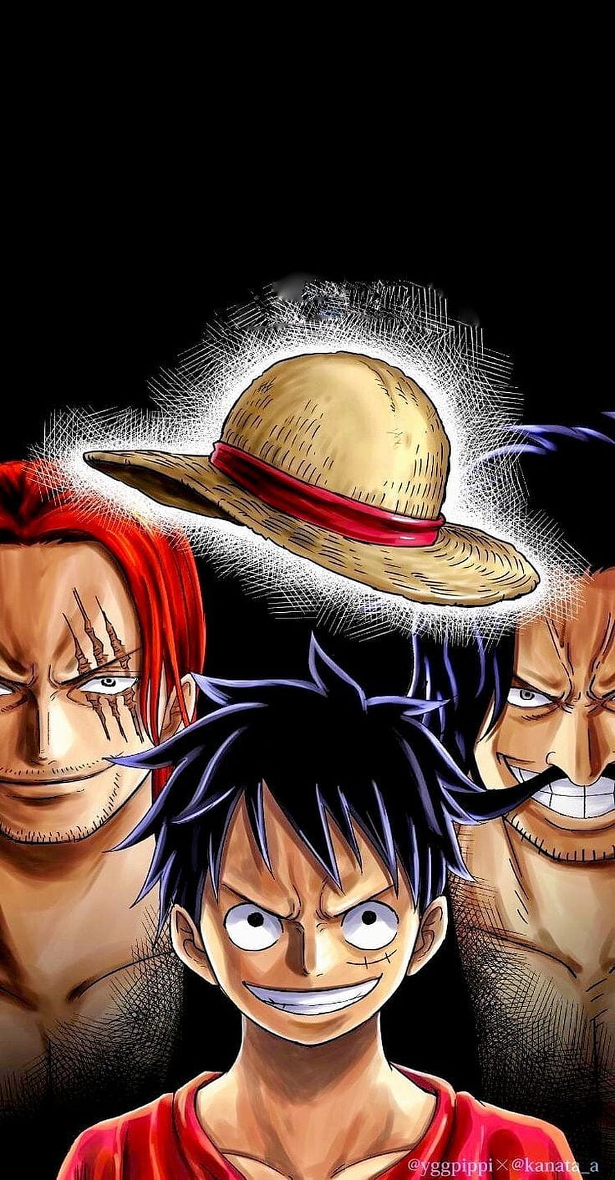 One Piece Monkey D. Luffy Shanks and Gol D. Roger Straw Hat Anime Wallpaper HD phone wallpaper