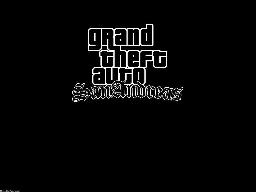 Grand Theft Auto San Andreas Official Logo White Text on Black Background HD wallpaper