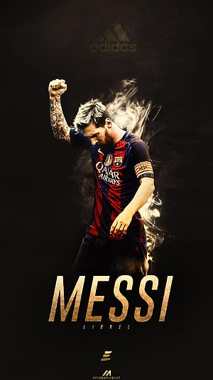 Lionel Messi FC Barcelona Captain Poster with Dramatic Smoke Effect HD phone wallpaper