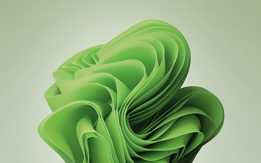 Abstract Green 3D Flowing Ribbon Sculpture Wallpaper HD wallpaper
