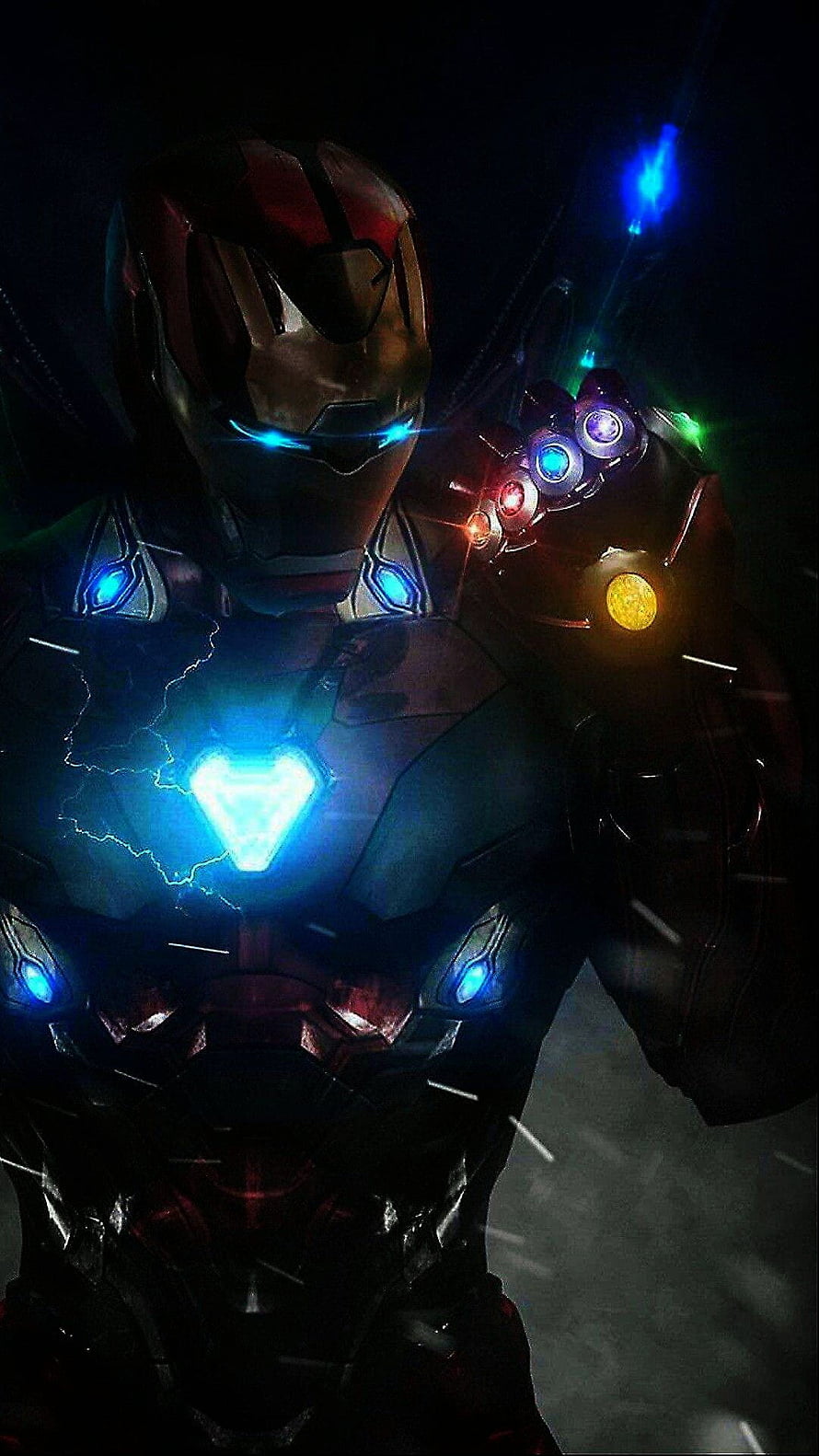 Iron Man in Dark Armor Wielding the Infinity Gauntlet with Glowing Arc Reactor, Live Xs Max Not Working though Good For 8 Plus both Wallpap…, avengers live HD phone wallpaper