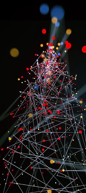 Abstract Geometric Christmas Tree With Glowing Lights And Bokeh Background HD phone wallpaper