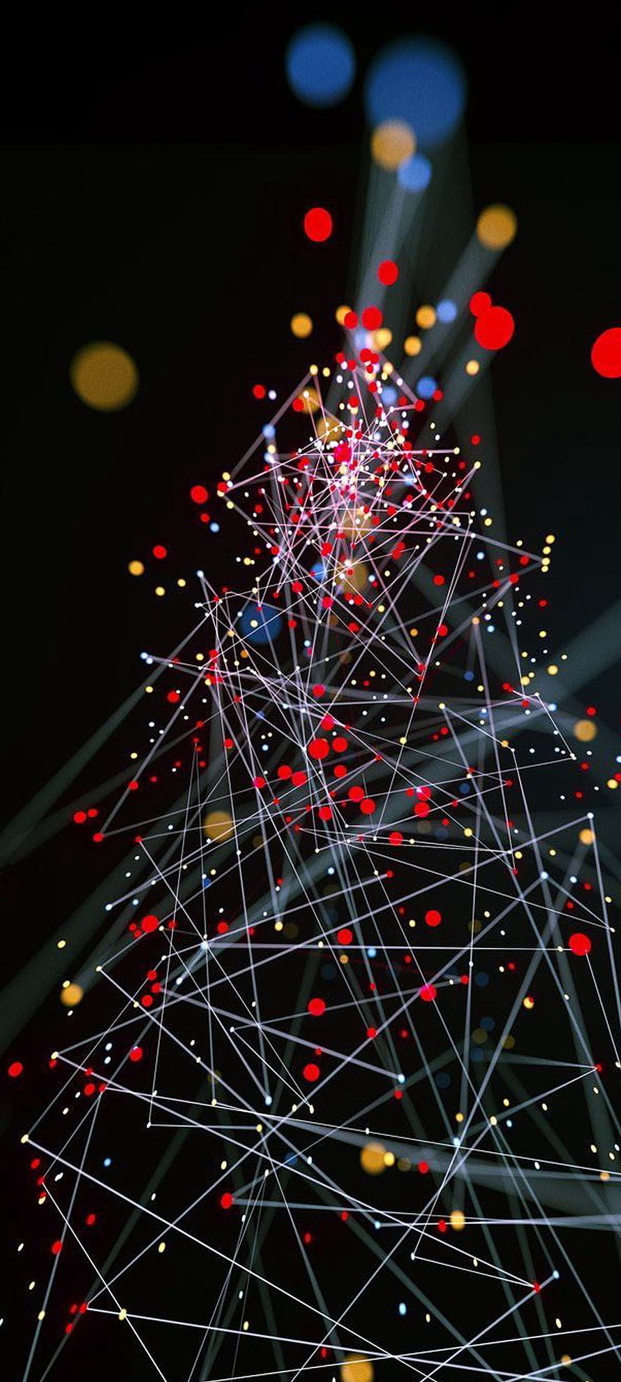 Abstract Geometric Christmas Tree With Glowing Lights And Bokeh Background HD phone wallpaper