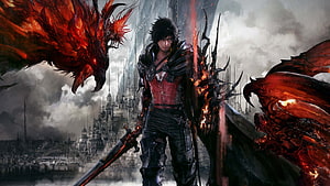 Dante wielding the Rebellion sword with fiery demons in Devil May Cry 5 HD wallpaper
