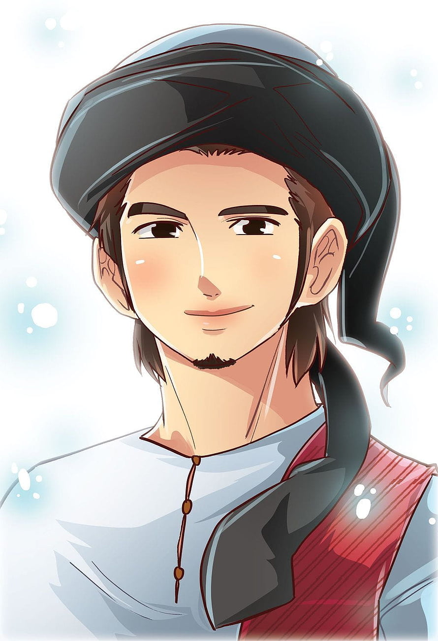 Anime Muslim Man Portrait Wearing Traditional Cap and Vest, Islam cartoon, anime boy muslim cute HD phone wallpaper