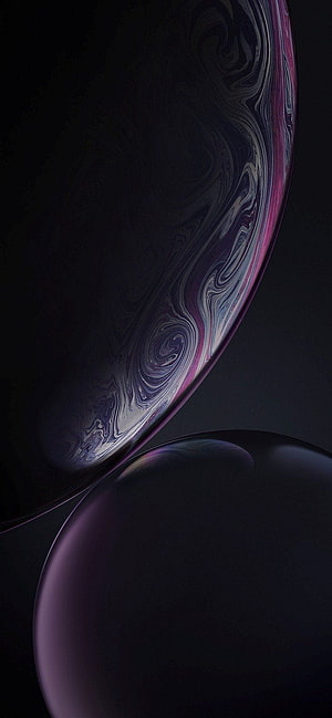Dark Abstract Swirls and Glossy Spheres with Purple and Pink Accents HD phone wallpaper