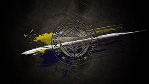 Fenerbahce Spor Kulubu Emblem With Dynamic Yellow And Blue Brush Strokes On Dark Textured Background HD wallpaper