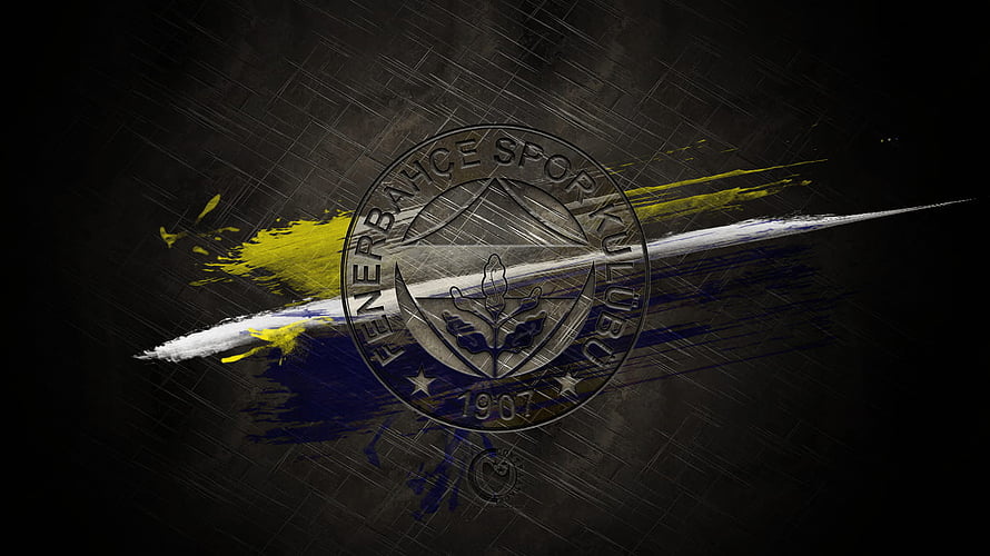 Fenerbahce Spor Kulubu Emblem With Dynamic Yellow And Blue Brush Strokes On Dark Textured Background HD wallpaper