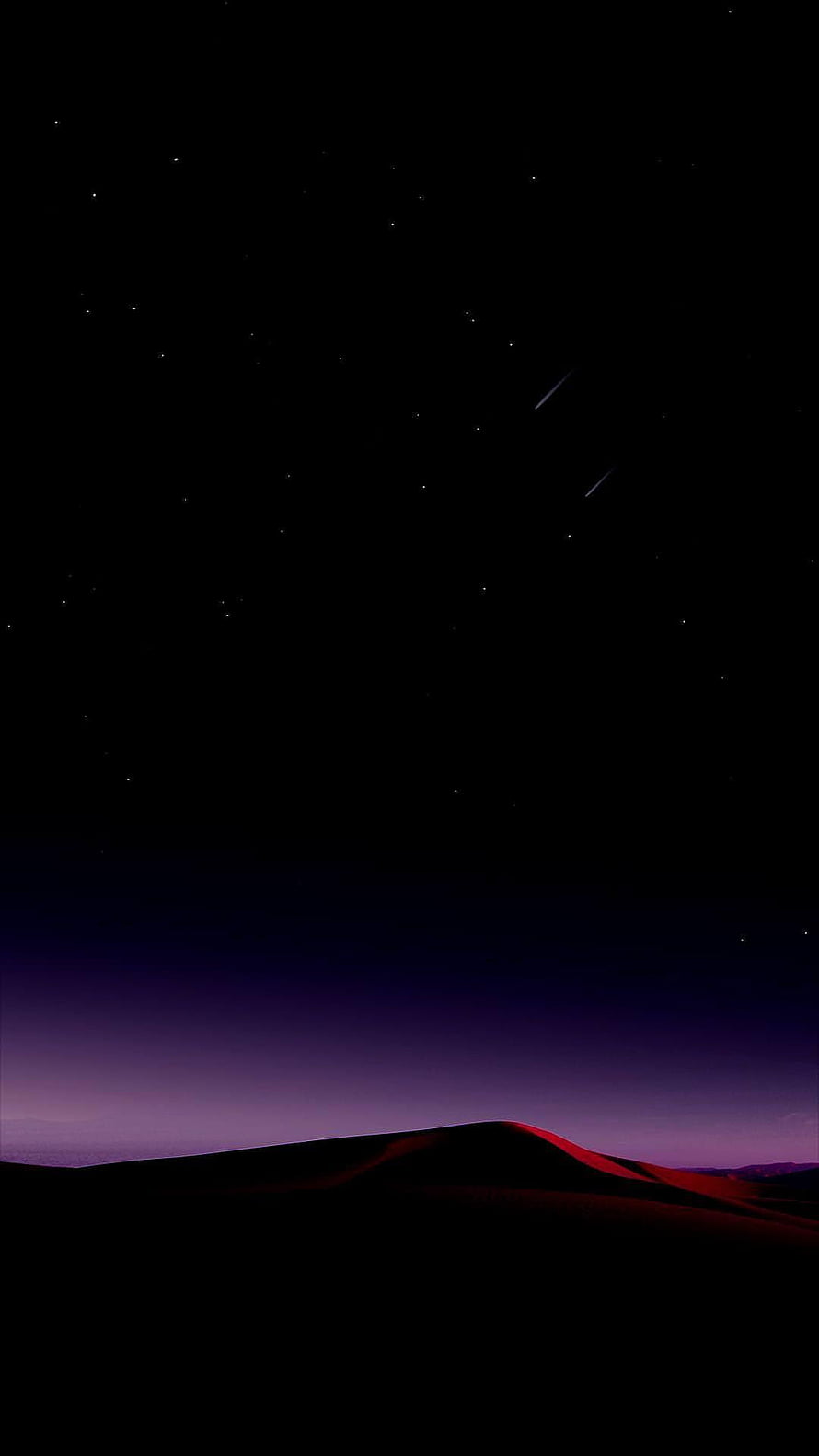 Starry Night Sky Over Red Sand Dunes With Shooting Stars And Purple Horizon HD phone wallpaper