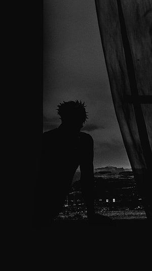 Haikyuu Kuroo Silhouette in Moody Black and White Anime Aesthetic HD phone wallpaper