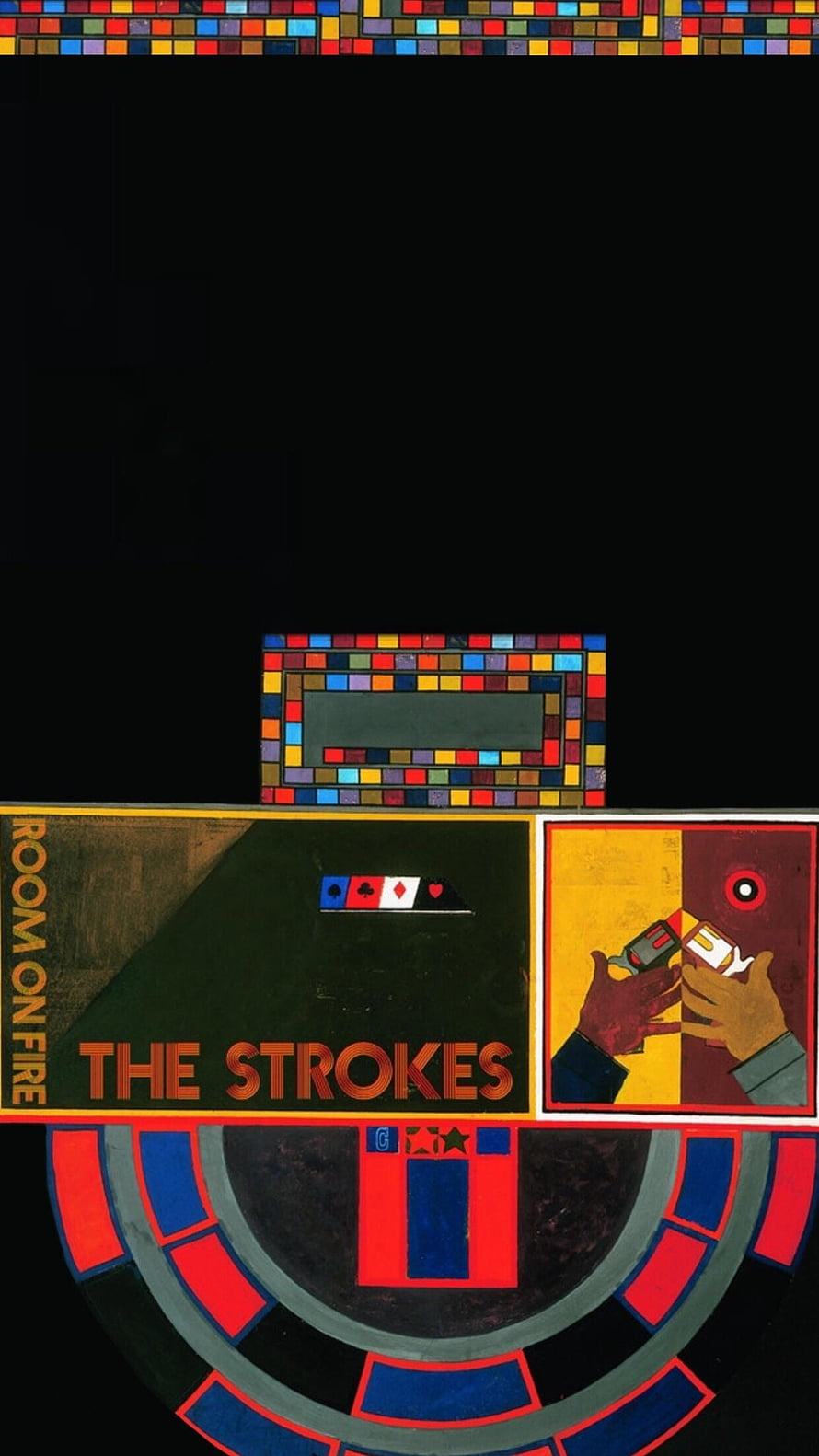 The Strokes Room On Fire Album Artwork with Mosaic Design and Playing Cards HD phone wallpaper