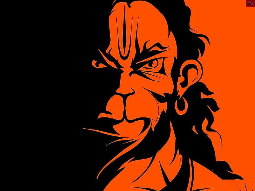Orange and Black Vector Art of Hanuman the Monkey God, Lord Hanuman ,Lord Hanuman , God Hanuman, hanuman logo HD wallpaper