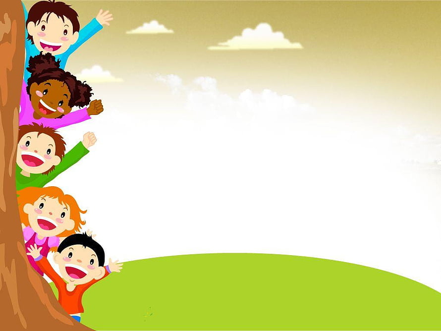 Happy Diverse Children Peeking From Behind A Tree In A Sunny Meadow HD wallpaper