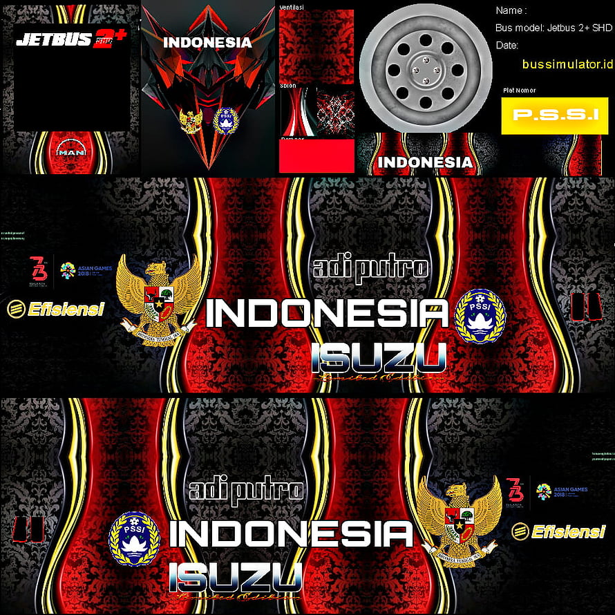 Indonesia Isuzu Bus Simulator 2 Skin Design with Adi Putro and PSSS Logos HD phone wallpaper