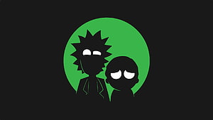 Rick and Morty Silhouette Logo with Green Circle on Dark Background HD wallpaper
