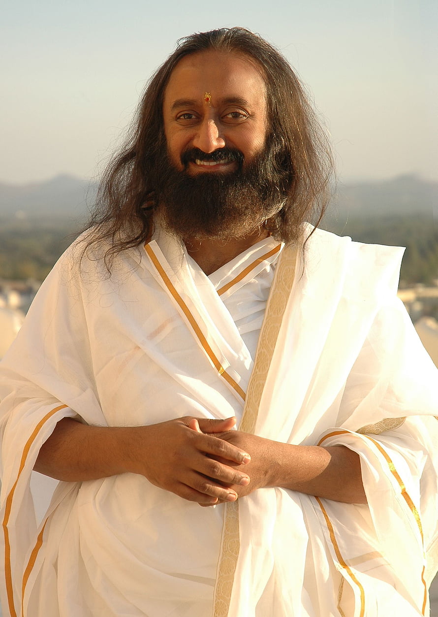 Portrait of Sadhguru Jaggi Vasudev in White Robes with Golden Trim HD phone wallpaper