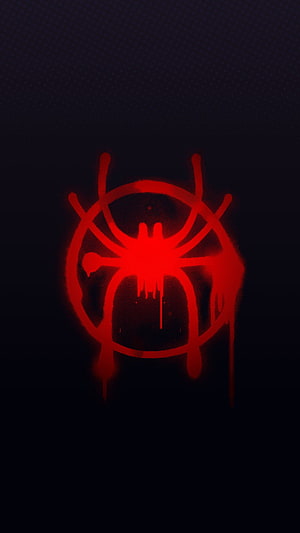 Spider-Man 2099 Red Spider Symbol Logo on Dark Background, 1 Miles Morales, marvels spider man miles morales logo HD phone wallpaper