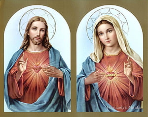 Sacred Heart of Jesus and Immaculate Heart of Mary Religious Art Print HD wallpaper