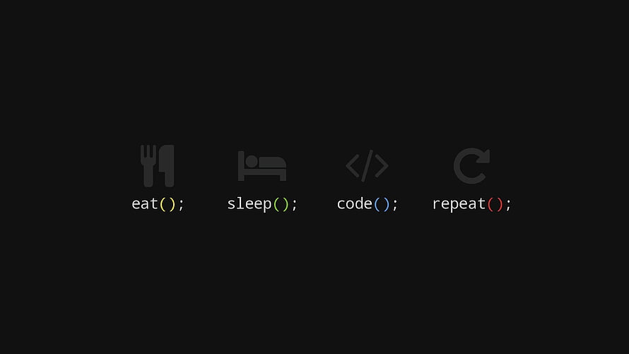 Minimalist Programmer Lifestyle Wallpaper Featuring Eat Sleep Code Repeat Icons HD wallpaper