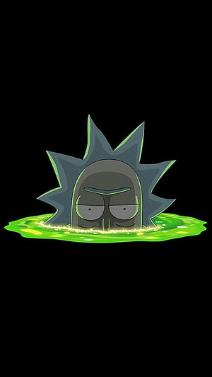 Rick Sanchez Submerged in Green Portal Liquid on Black Background HD phone wallpaper
