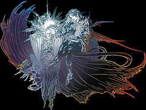 Final Fantasy XV Character Artwork with Ornate Wings and Dramatic Lighting HD wallpaper