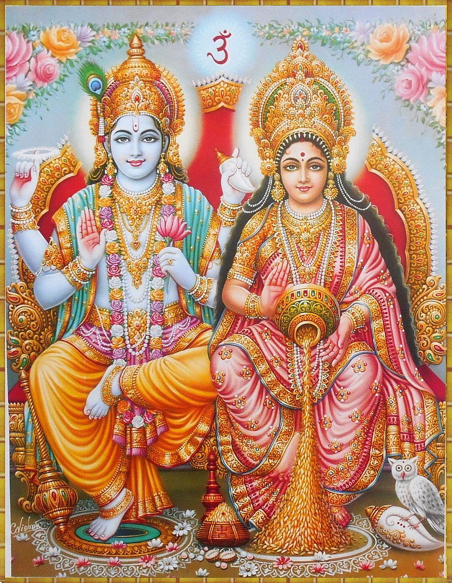 Lakshmi Narayan Hindu Deities Wallpaper - Wealth and Prosperity Art HD phone wallpaper