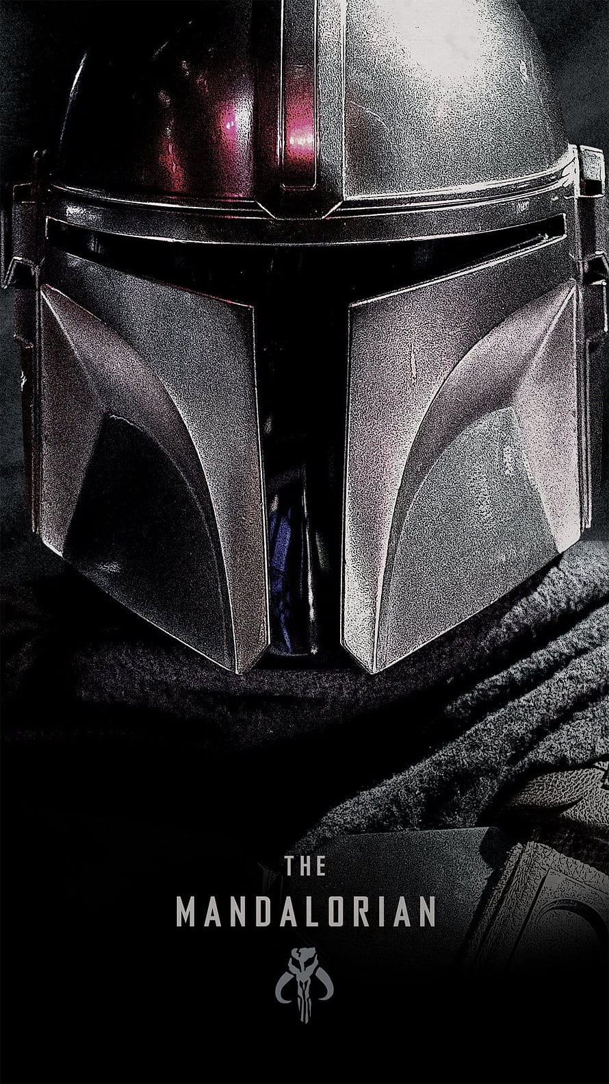 The Mandalorian Helmet Close-Up with Dark Armor and Dramatic Lighting HD phone wallpaper