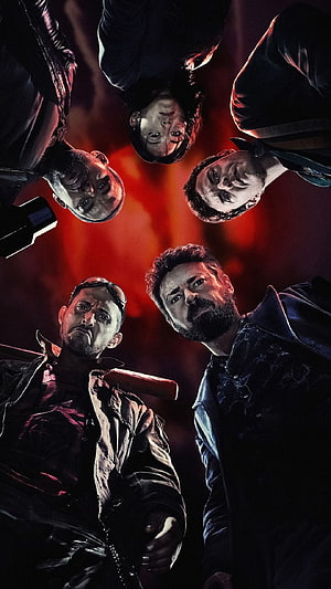 The Boys TV Series Character Group Portrait with Dramatic Red Lighting HD phone wallpaper