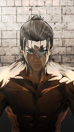 Eren Yeager Season 4 Anime Portrait With Intense Green Eyes And Muscular Build HD phone wallpaper
