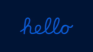 Blue Neon Hello Script on Dark Navy Background Minimalist Typography Wallpaper HD wallpaper