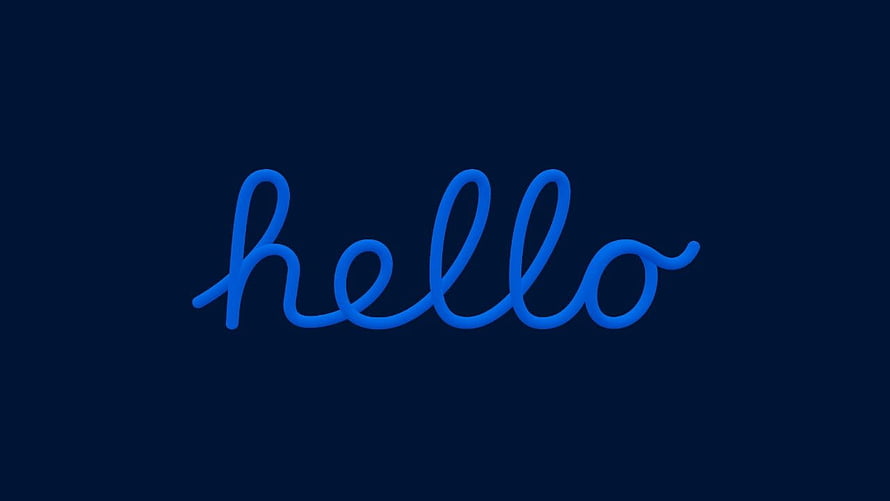 Blue Neon Hello Script on Dark Navy Background Minimalist Typography Wallpaper HD wallpaper